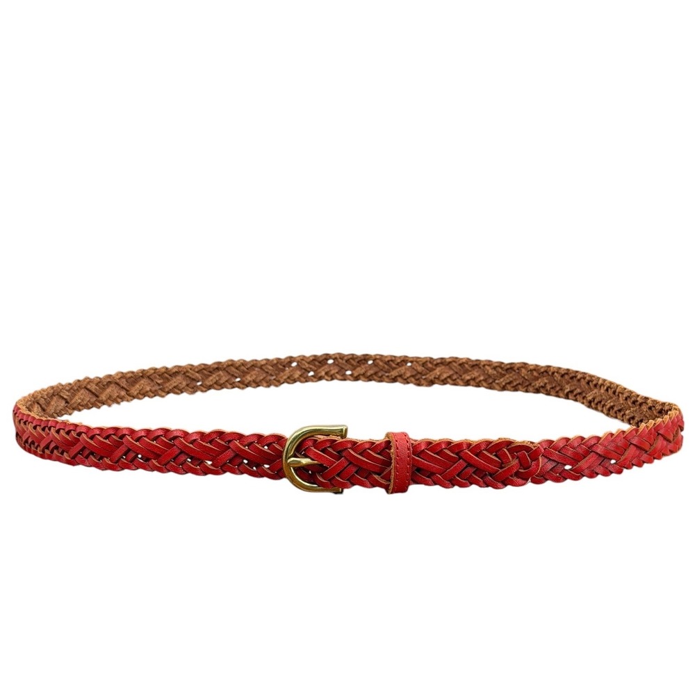 Madewell Braided Skinny Belt Women's SZ M/L Red Western Cowgirl Woven Festival
